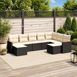 Concise and Stylish 9 Piece Black Garden Sofa Set
