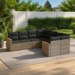 Garden Sofa Set 8 Piece Outdoor Patio Furniture Modular Grey Seating Cushions
