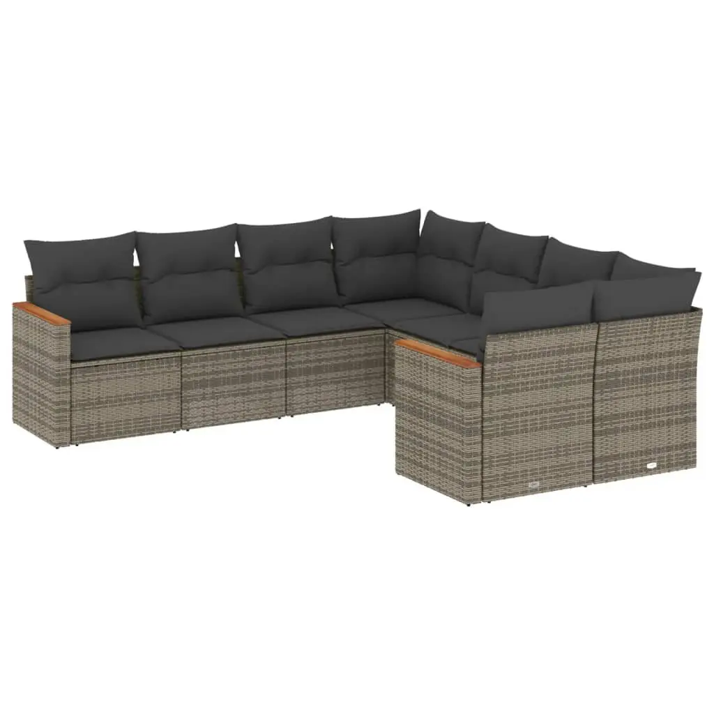 Garden Sofa Set Grey 8 Piece Modular Outdoor Furniture with Removable Washable Cushions