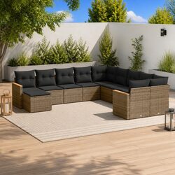 Garden Sofa Set 11 Piece Outdoor Furniture Patio Lounge Grey Modular Sectional