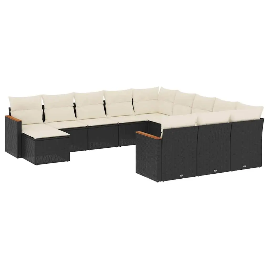 Garden Sofa Set 12 Piece Outdoor Furniture Black Patio Seating with Cushions