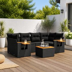 7 Piece Garden Sofa Set Outdoor Patio Furniture with Cushions Black