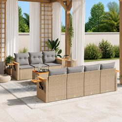 Garden Sofa Set 8 Piece Outdoor Furniture Beige Poly Rattan Patio Sectional