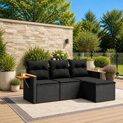 Compact and Stylish 4 Piece Black Garden Sofa Set