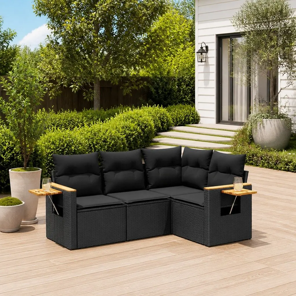 Black Garden Sofa Set for Patio Comfort