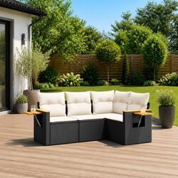 Compact 4 Piece Garden Sofa Set with Cushions