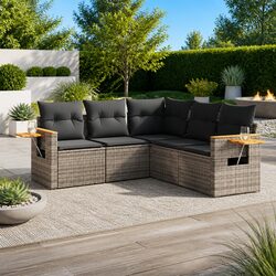 5 Piece Outdoor Garden Sofa Set in Grey - Stylish Design