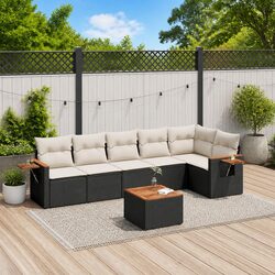 7 Piece Garden Sofa Set Outdoor Furniture Patio Conversation Cushions Black