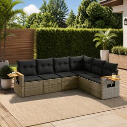 Compact and Stylish 6-Piece Grey Garden Sofa Set