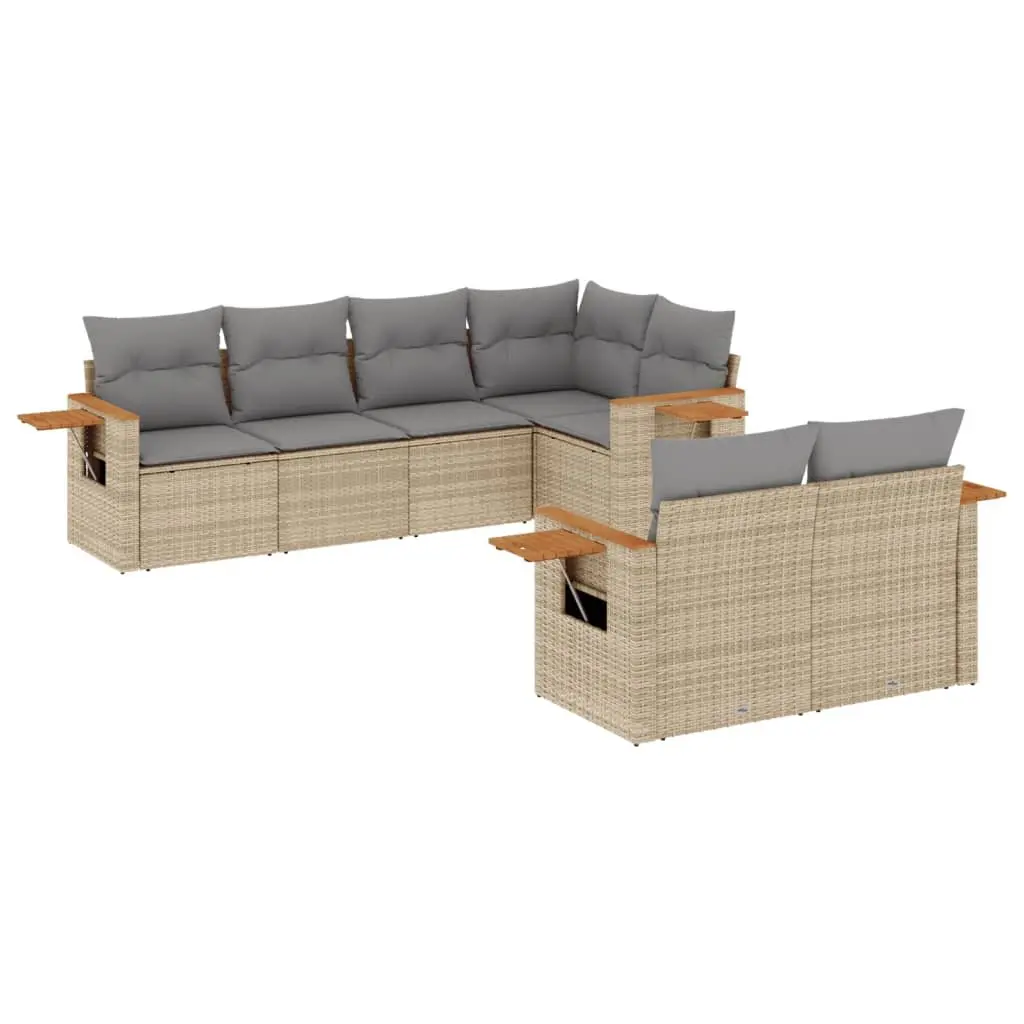 7-Piece Outdoor Sofa Set with Foldable Table