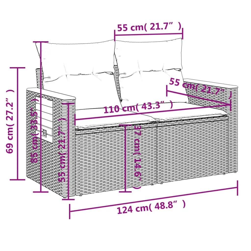 7-Piece Outdoor Sofa Set with Foldable Table