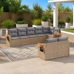 Compact 8-Piece Beige Garden Sofa Set for Outdoor Relaxation