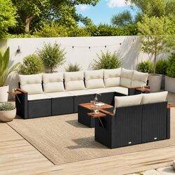 Compact 9-Piece Black Sofa Set for Outdoor Relaxation