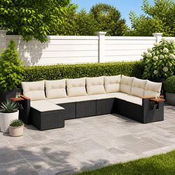 8-Piece Modular Outdoor Sofa Set in Black Rattan