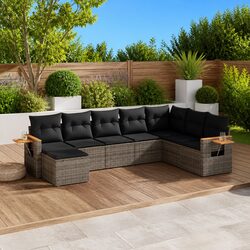 Concise Comfort with 8-Piece Grey Garden Sofa Set