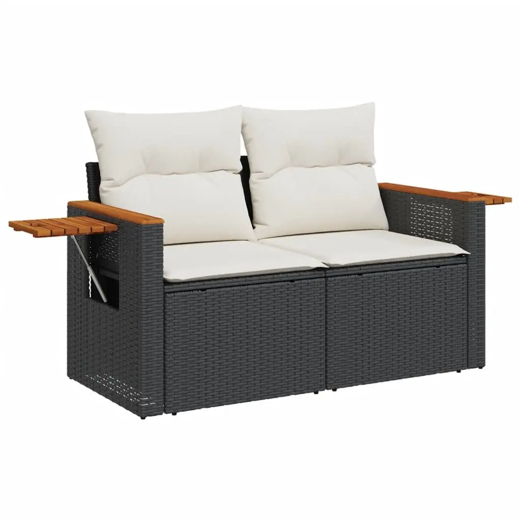 Garden Sofa Set Black 6 Piece Outdoor Furniture Patio Sectional with Cushions