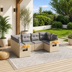 6 Piece Garden Sofa Set for Outdoor Enjoyment