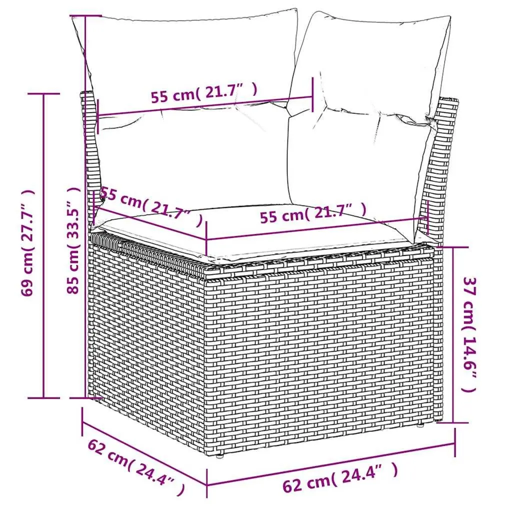 Garden Sofa Set 10 Piece Outdoor Furniture Grey Poly Rattan Modular Patio