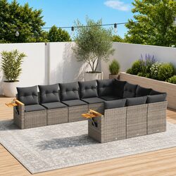 10-Piece Poly Rattan Patio Lounge Set