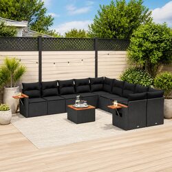 Compact 11-Piece Garden Sofa Set in Stylish Black