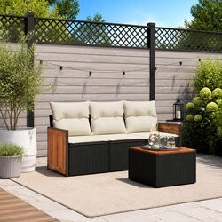 Concise Black 4-Piece Garden Sofa Set