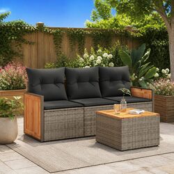 Garden Sofa Set 4 Piece Outdoor Furniture Patio Seating Grey Cushions Modular