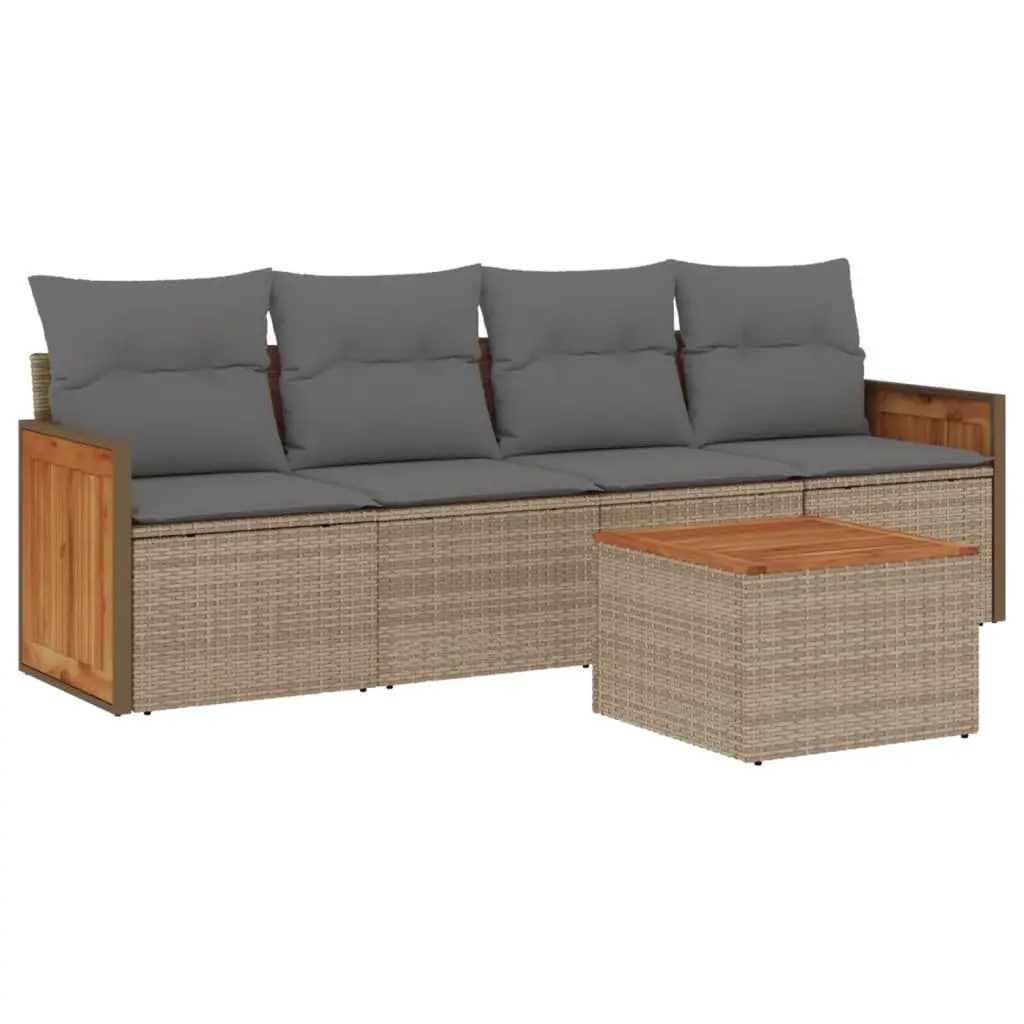 5 Piece Garden Sofa Set with Lightweight Rattan