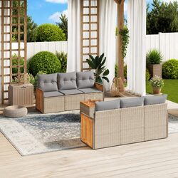 7 Piece Garden Sofa Set with Cushions Outdoor Furniture Patio Sectional Beige