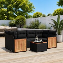 7 Piece Black Rattan Sofa Set: Your Outdoor Solution