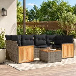 7 Piece Garden Sofa Set with Cushions Outdoor Furniture Grey Modular Patio