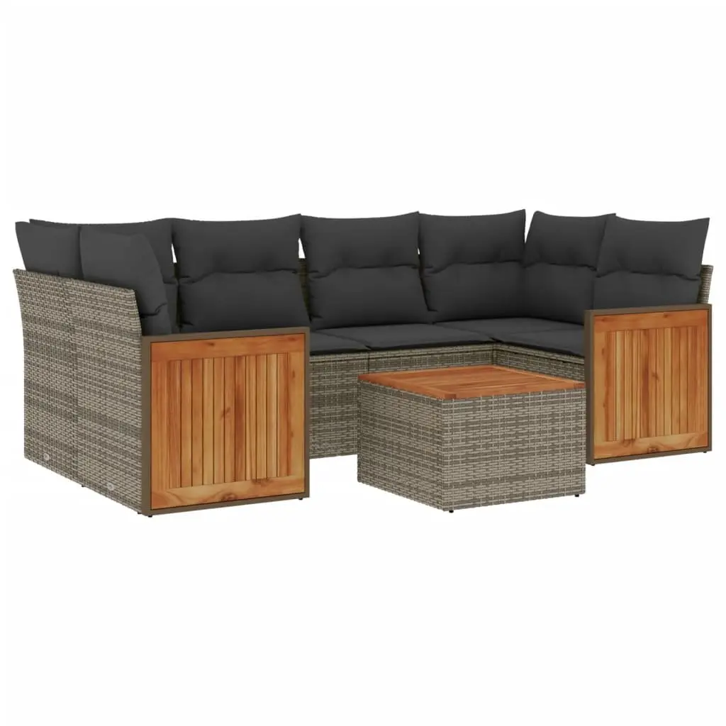 7 Piece Garden Sofa Set with Cushions Outdoor Furniture Grey Modular Patio