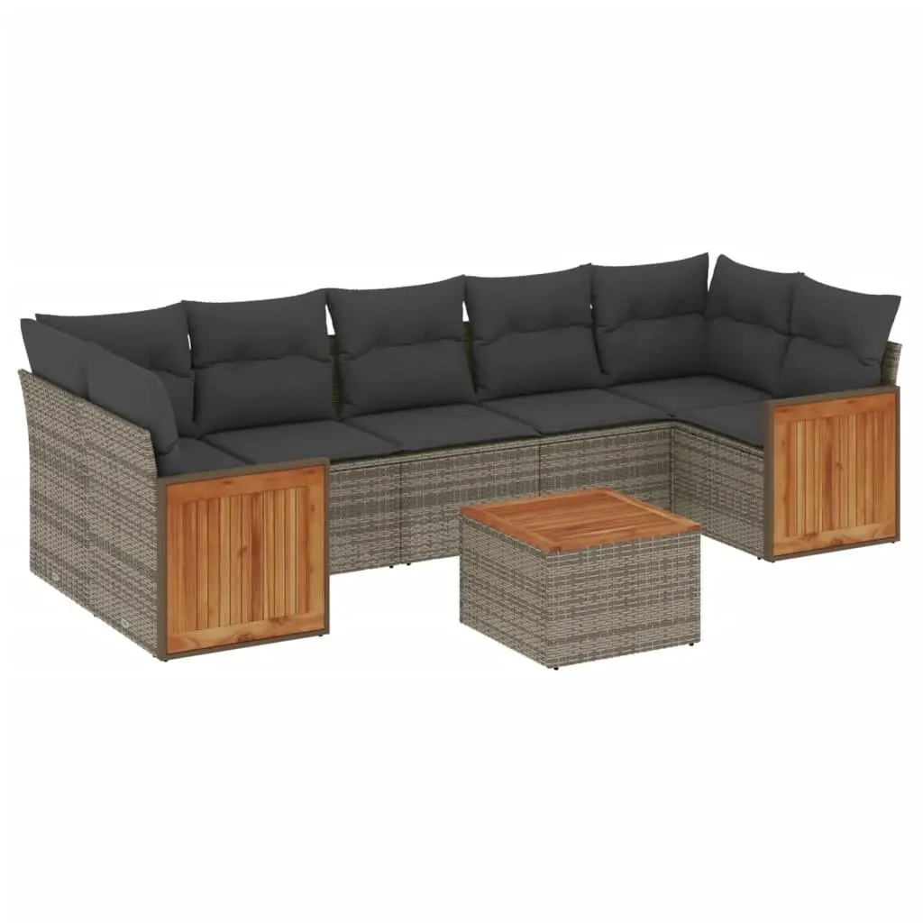 Garden Sofa Set Grey 8 Piece Outdoor Patio Furniture Modular with Cushions