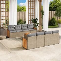 Concise Features of 9 Piece Garden Sofa Set in Beige