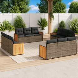 Garden Sofa Set 12 Piece Outdoor Furniture with Cushions Grey Modular Patio