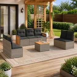 Concise Modular Garden Sofa Set – Outdoor Comfort in Grey