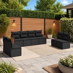 8-Piece Black Garden Sofa Set - Perfect for Outdoor Use