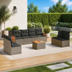 9 Piece Grey Outdoor Sofa Set: Stylish and Durable