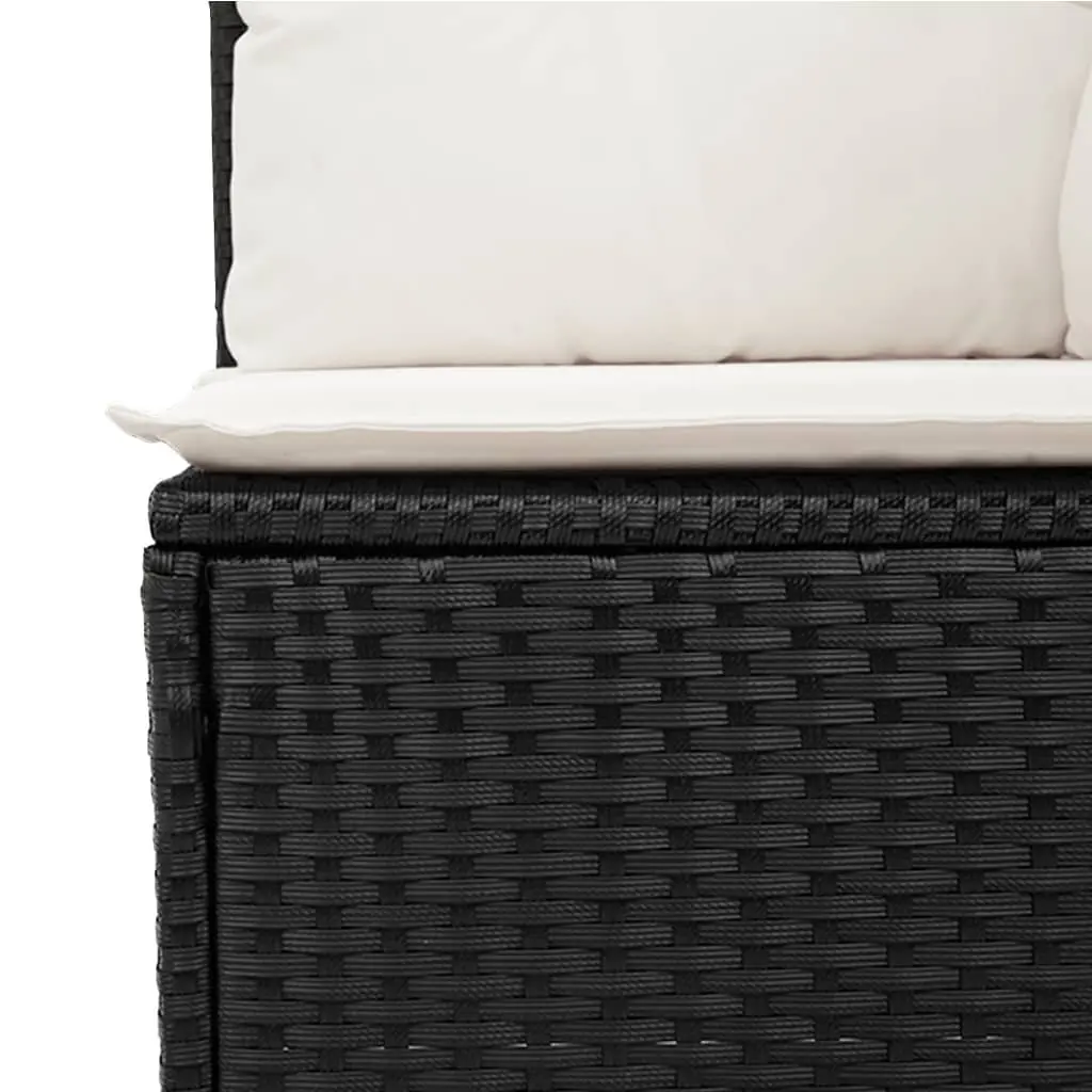 5 Piece Garden Sofa Set Black Poly Rattan Outdoor Furniture with Cushions Patio