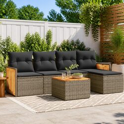 Garden Sofa Set 6 Piece Outdoor Furniture Patio Lounge Grey Poly Rattan Modular