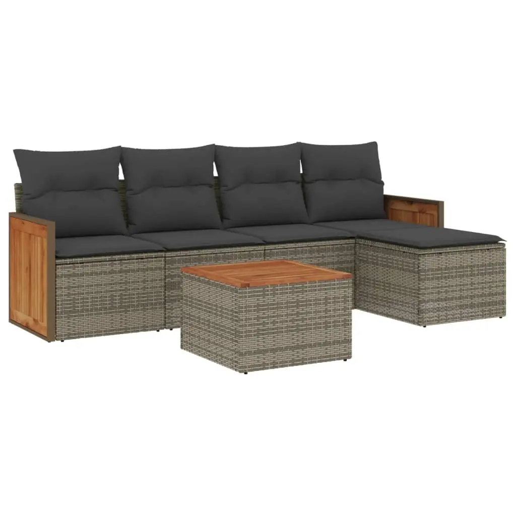 Garden Sofa Set 6 Piece Outdoor Furniture Patio Lounge Grey Poly Rattan Modular