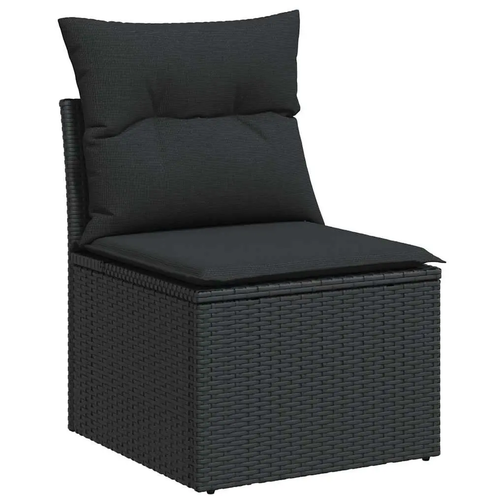 Garden Sofa Set Black 5 Piece Outdoor Furniture Cushioned Seating