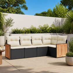 5 Piece Black Sofa Set for Outdoor Relaxation