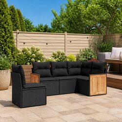 5-Piece Black Garden Sofa Set: Stylish and Compact