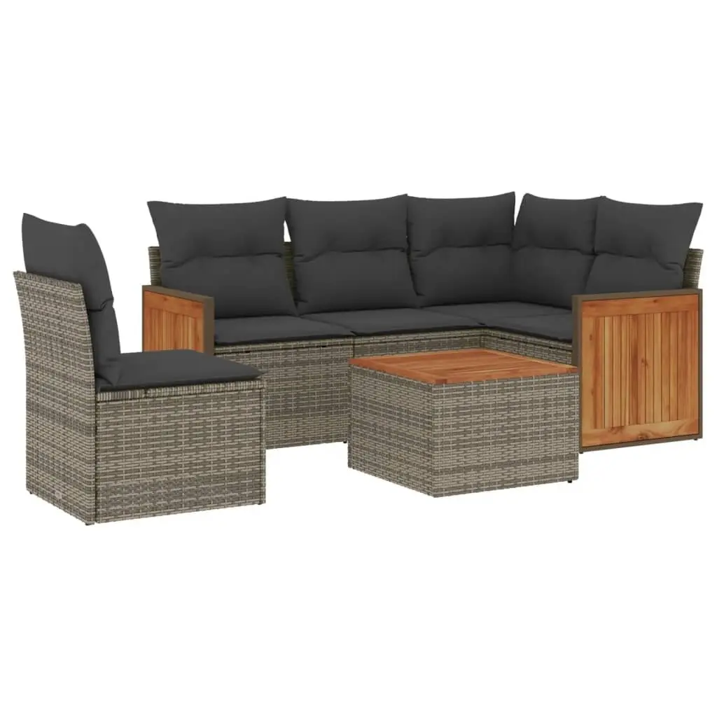 Garden Sofa Set 6 Piece Outdoor Furniture Patio Sectional with Cushions Grey