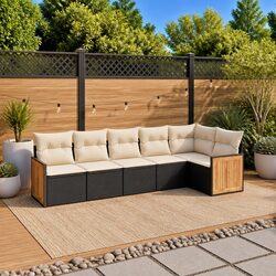 Garden Sofa Set 6 Piece Outdoor Furniture Patio Seating Black with Cushions