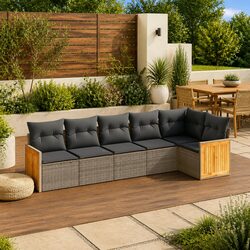 Compact and Stylish 6-Piece Garden Sofa Set in Grey