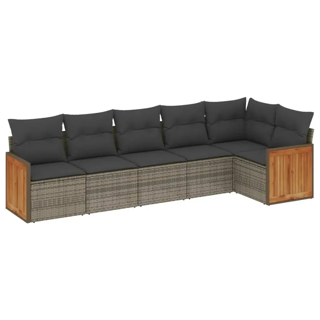 Garden Sofa Set Grey 6 Piece Outdoor Furniture Patio Seating with Cushions
