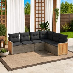 6 Piece Grey Garden Sofa Set for Outdoor Relaxation