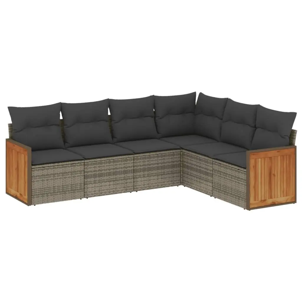 6 Piece Grey Garden Sofa Set for Outdoor Relaxation