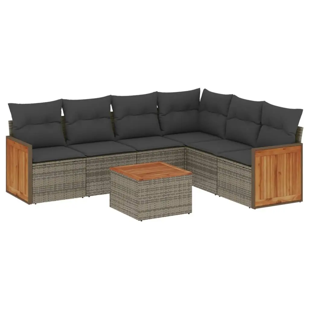 Garden Sofa Set 7 Piece Outdoor Furniture Grey Cushions Patio Sectional